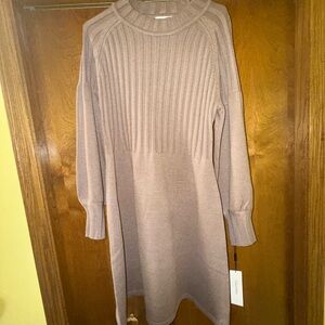 Calvin Klein Taupe Ribbed Sweater Dress